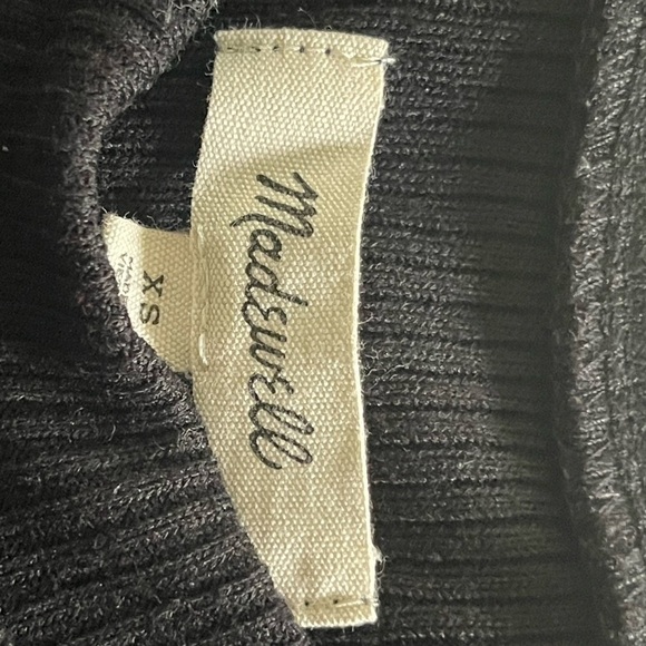 Madewell Womens XS Black Ribbed Knit Bodycon Long Sleeve Elastane Blend Dresss - Picture 4 of 7